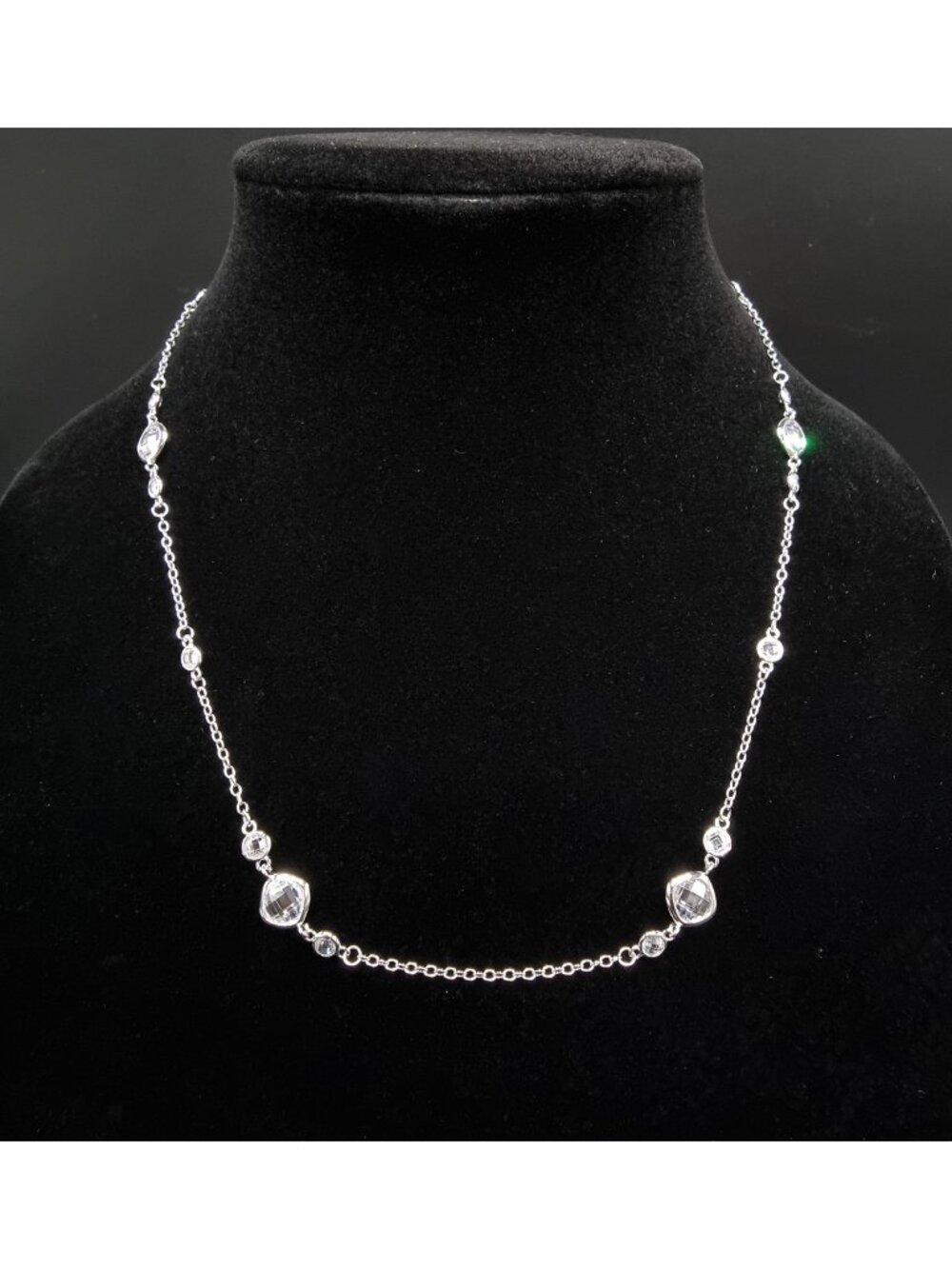 W 925 Sterling Silver Necklace With Clear CZ
